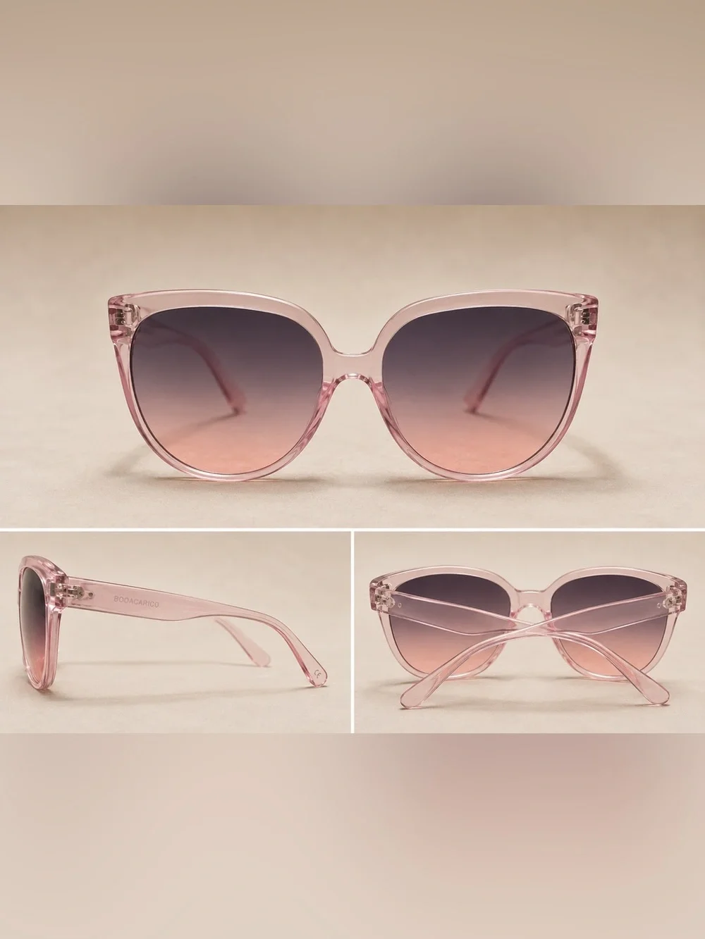 Women's Gray Frame Gradient Pink-Blue Lens Sunglasses